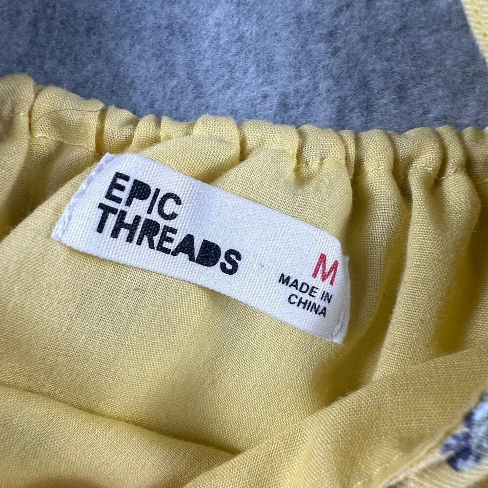 Epic Threads Girls M Yellow Blue Floral Ruffle Eyelet Lace Top